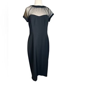 Maggy London Black Midi Dress with Sheer Detail